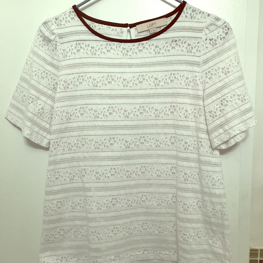 LOFT lacy white t-shirt style top